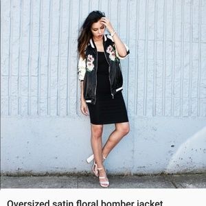 flower satin bomber jacket